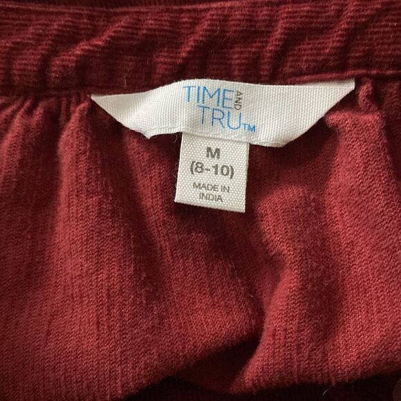 Time and Tru Puff Sleeve Corduroy Tunic Top Rich Red Women’s Size Medium - Picture 9 of 9